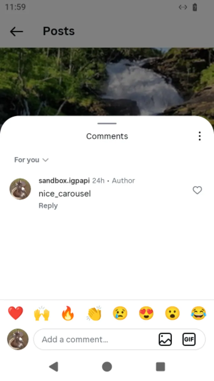 The comments sheet over a carousel post