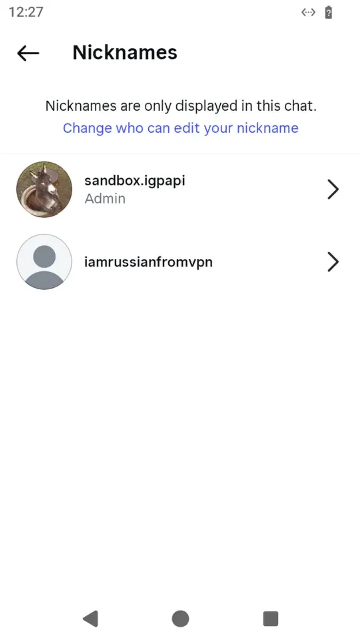 The group's nickname list