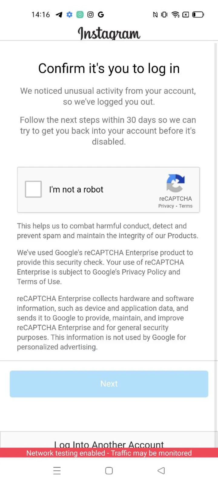 The "Confirm it's you" reCAPTCHA