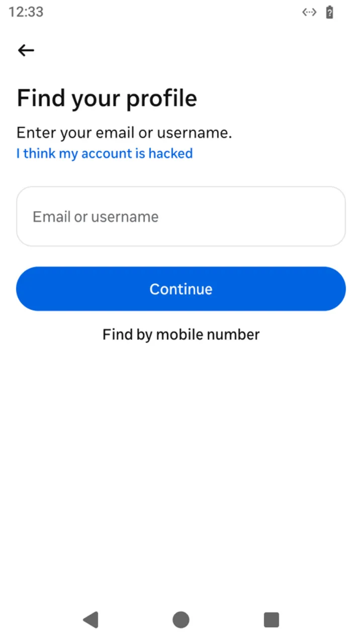 The account search of "Forgot password"