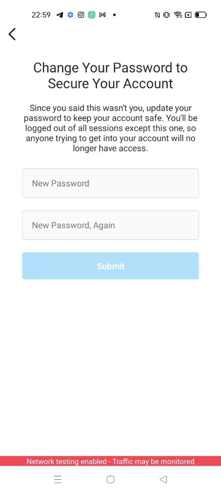 The new-password step