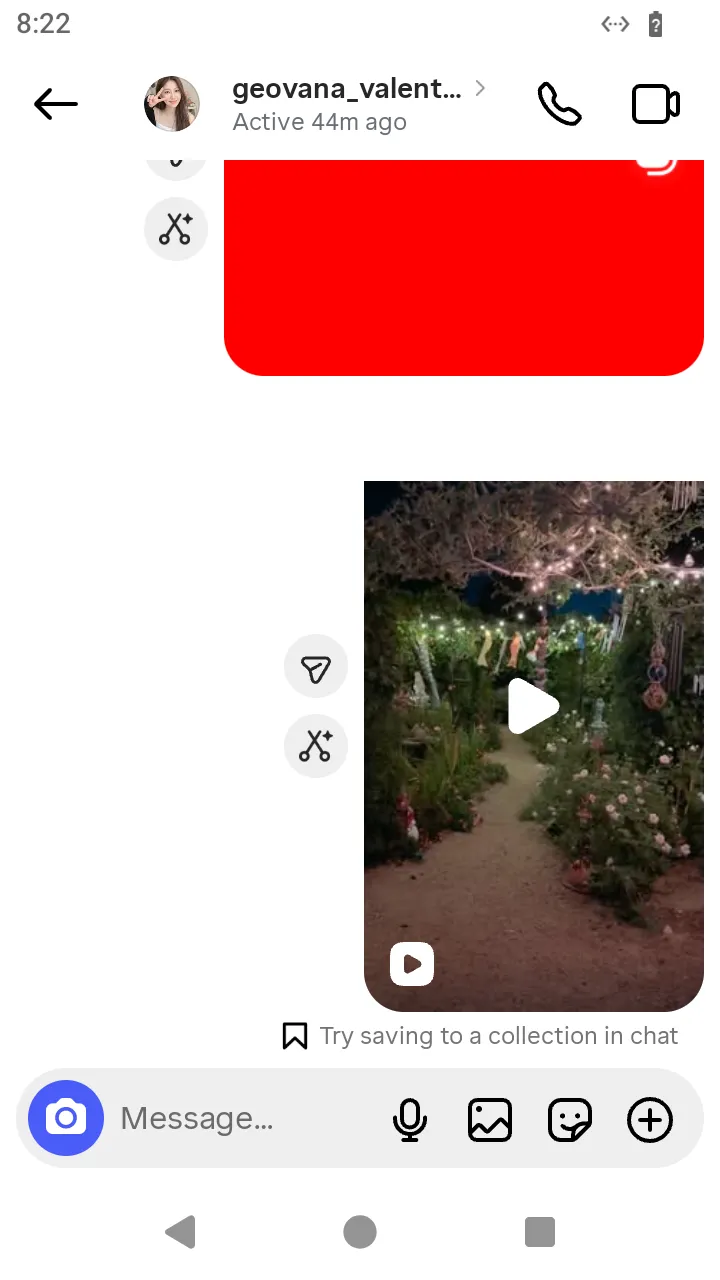 The reel share shown in the conversation