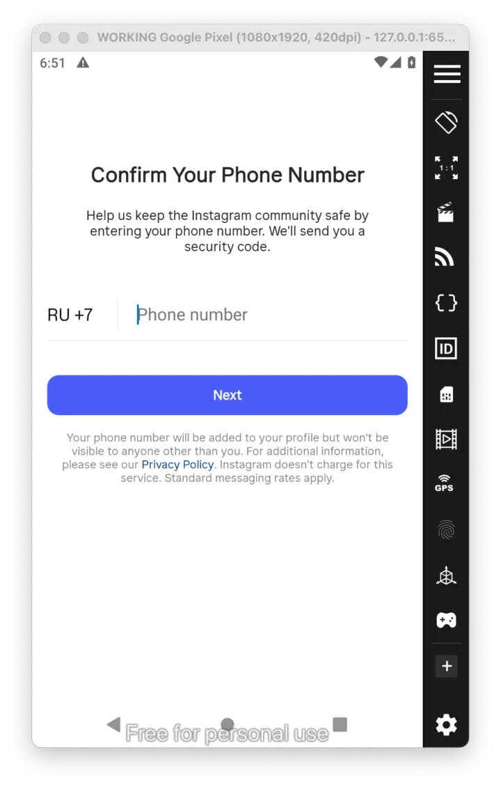 The phone-number step