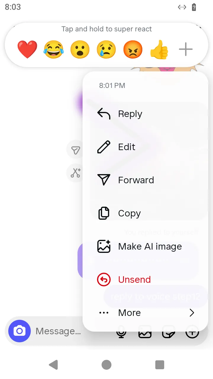 The menu with Edit