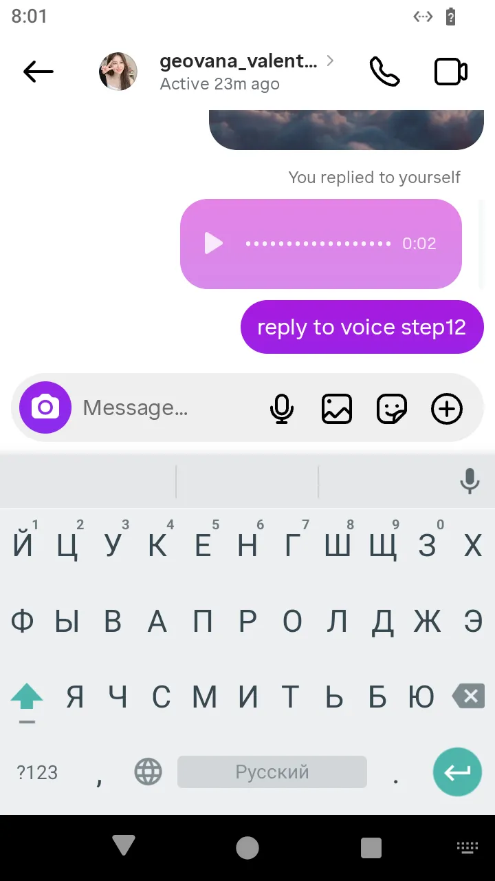 The reply in the conversation